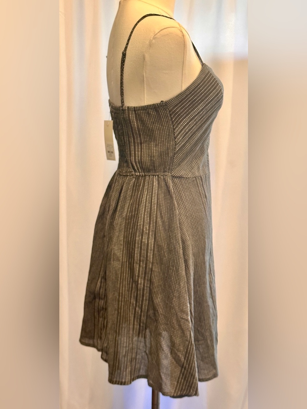 Francesca's Olive Green Cotton Cami Dress NWT Size Small Adjustable Straps - Picture 4 of 10